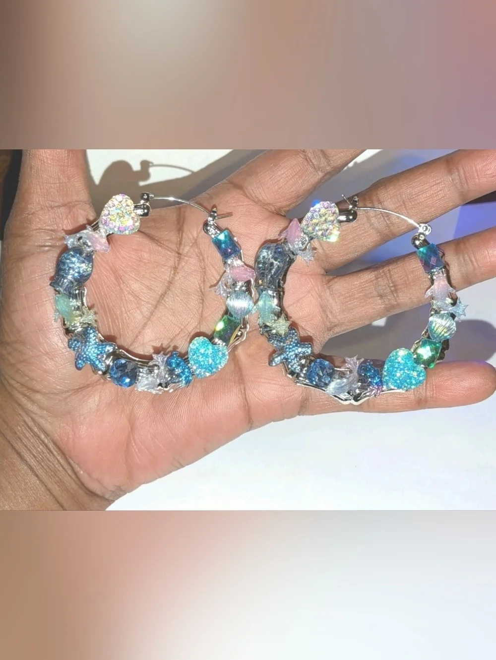 Sea Treasures-Hand Crafted Large Hoop Earrings